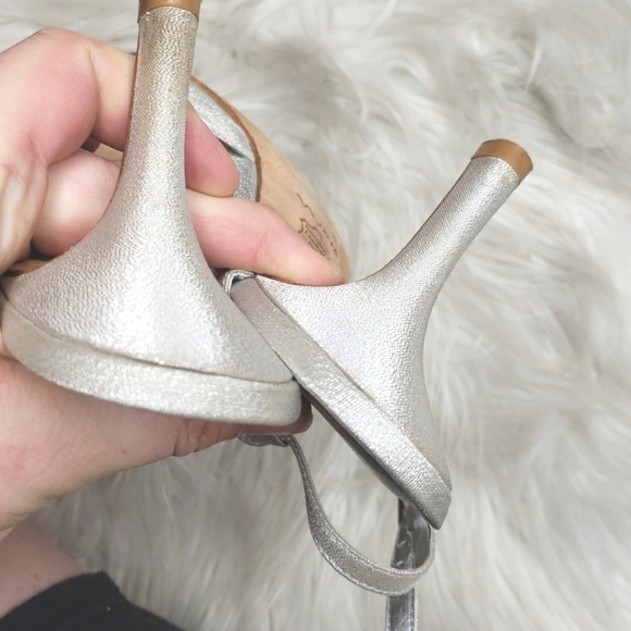 Nina High Heel Sandals Rhinestone Glitter t-strap silver 9M - Picture 9 of 10